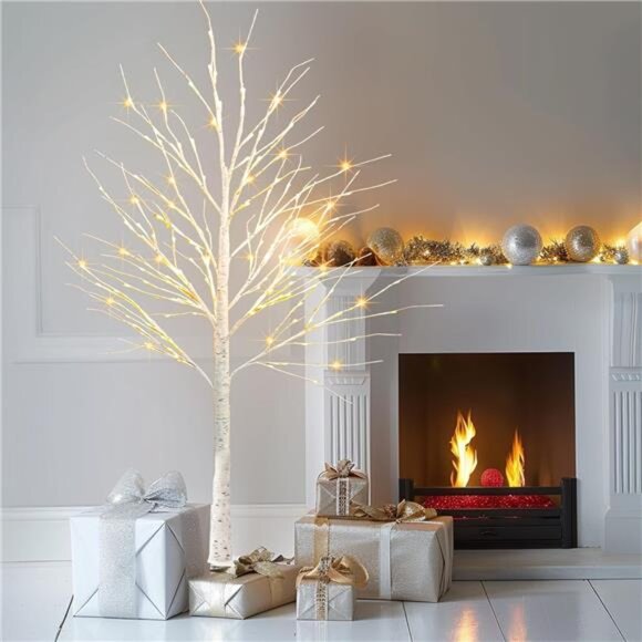 New 2Pack Lighted Birch Tree, 6 FT Total 288LED Pre-lit Artificial - Picture 3 of 7